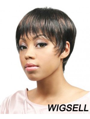 African Hair Wigs Boycuts Cropped Length Straight Style With Capless