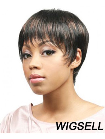 African Hair Wigs Boycuts Cropped Length Straight Style With Capless