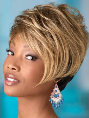 Short Blonde Wavy Boycuts Comfortable African American Wigs