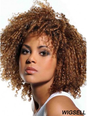 Wigs Human Hair African American Blonde Color With Bangs Kinky Style