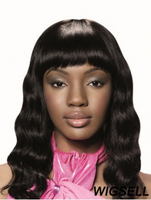 Long Black Wavy With Bangs New African American Wigs