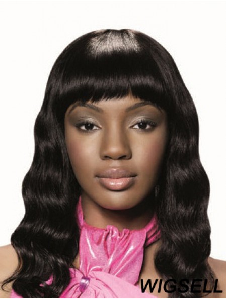 Long Black Wavy With Bangs New African American Wigs