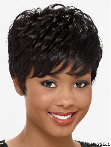 Short Black Straight Layered Popular African American Wigs
