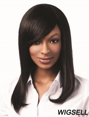 Long Black Yaki With Bangs Hairstyles African American Wigs