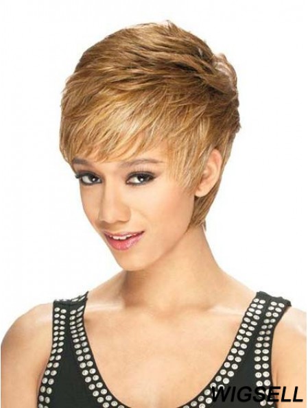 Designed Cropped Straight 8 inch Synthetic Glueless Lace Front Wigs