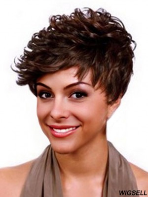 Cropped Auburn Curly Boycuts Durable African American Wigs