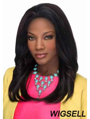 Fashion Black Long Layered Straight Glueless Lace Front Wigs