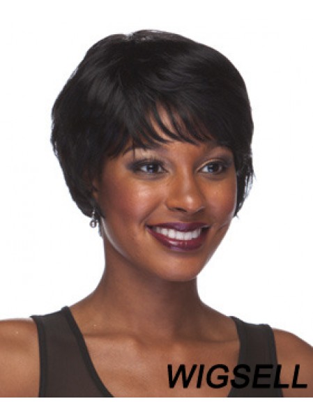 Short Black Straight With Bangs Style African American Wigs