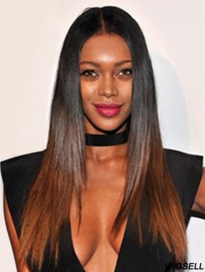Long Straight Without Bangs Full Lace 22 inch Trendy Black Women Wigs