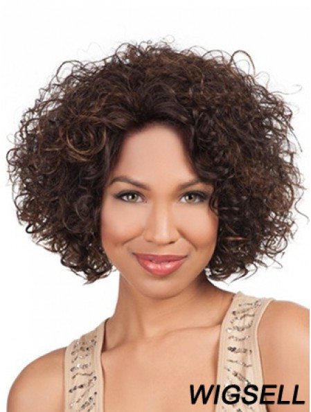 High Quality Chin Length Kinky 10 inch Synthetic Glueless Lace Front Wigs