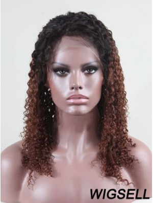 Shoulder Length Curly Without Bangs Full Lace 14 inch Comfortable Black Women Wigs