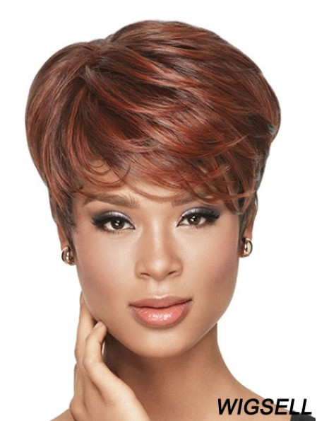 Cropped Red Wavy Boycuts Ideal African American Wigs