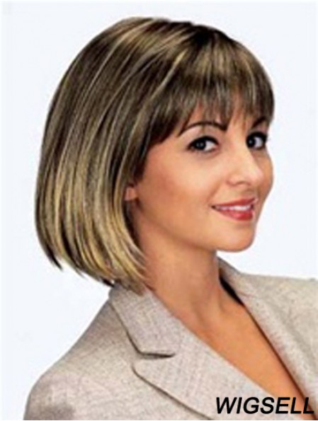 Chin Length Brown New 11 inch Straight Bob Wigs