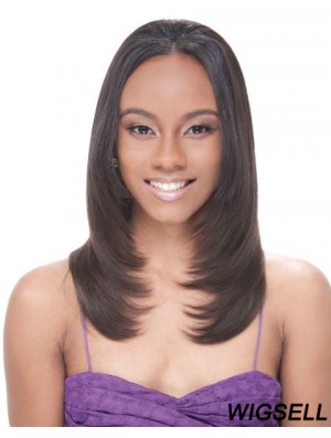 Long Brown Straight Without Bangs Suitable African American Wigs
