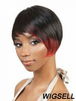 Short Black Straight Layered Fashionable African American Wigs