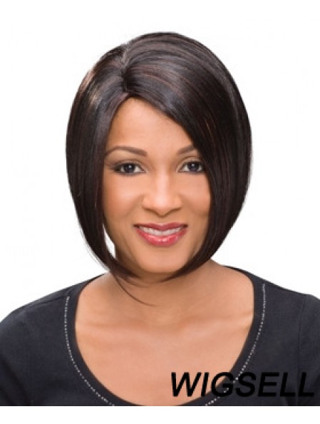 Chin Length Auburn Straight Bobs High Quality African American Wigs