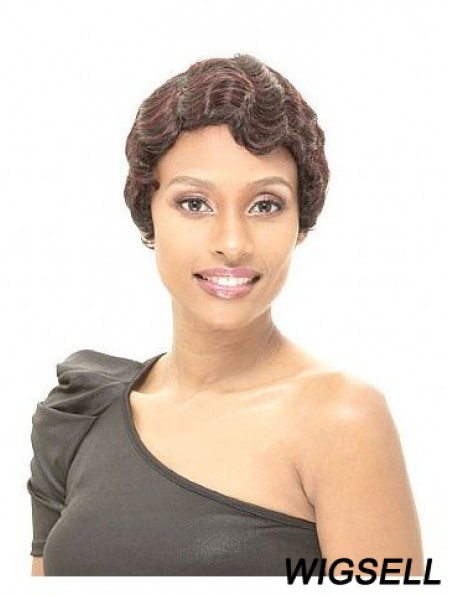 Short Brown Straight Layered Amazing African American Wigs