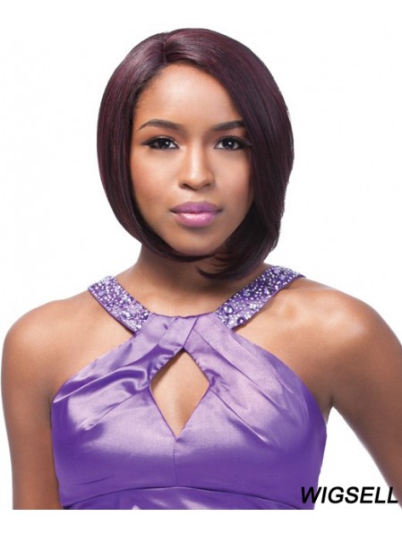 Chin Length Auburn Straight Bobs Style African American Wigs