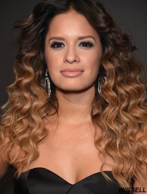 Long Ombre/2 Tone Curly Without Bangs Natural African American Wigs
