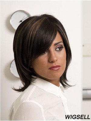 Shoulder Length Straight With Bangs Incredible Brown Lace Front Wigs