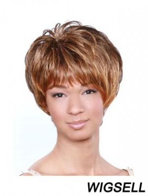 Short Brown Wavy Boycuts Popular African American Wigs