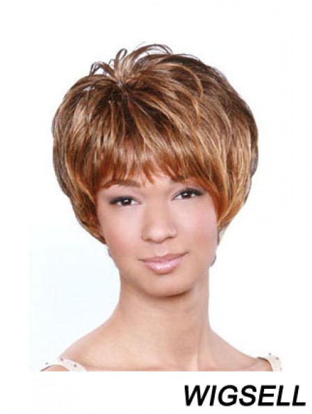 Short Brown Wavy Boycuts Popular African American Wigs