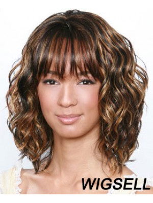 Shoulder Length Brown Curly Layered Best African American Wigs