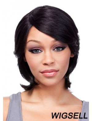 Chin Length Black Straight With Bangs Incredible African American Wigs