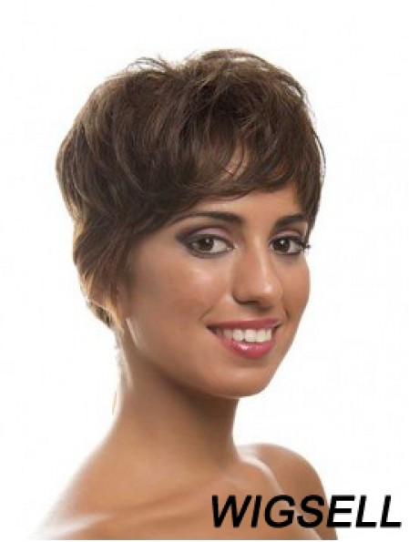 Short Brown Layered Wavy Style Full Lace Wigs