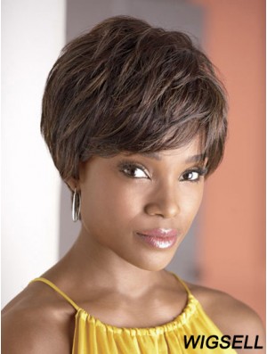 Cropped Brown Wavy Boycuts Fashionable African American Wigs