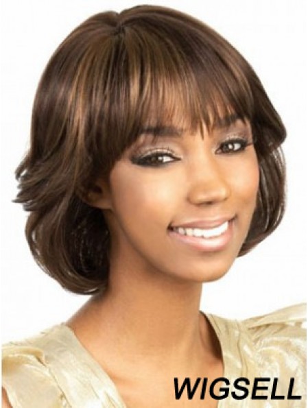 Chin Length Brown Wavy Bobs Amazing African American Wigs