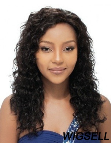 Long Black Curly Layered Natural African American Wigs