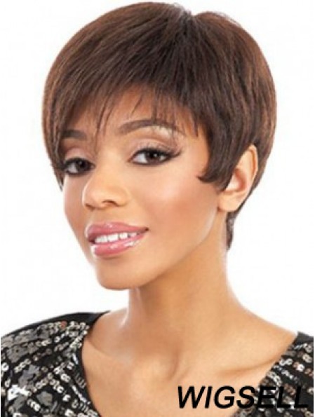 Short Auburn Straight Layered Cheapest African American Wigs