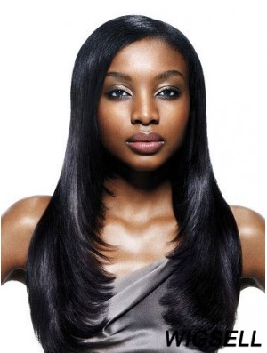 Long Black Yaki Without Bangs Best African American Wigs