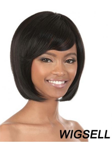 Chin Length Black Straight Bobs Popular African American Wigs
