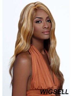 Long Blonde Wavy Layered Ideal African American Wigs