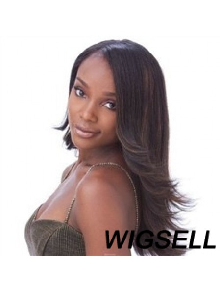 Long Brown Wavy Without Bangs Designed African American Wigs