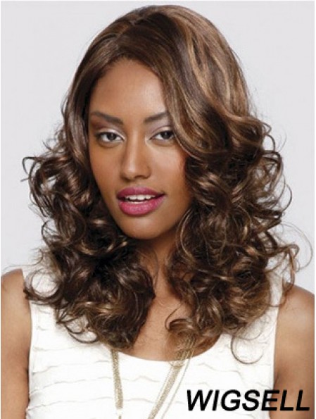 Modern Long Curly 16 inch Synthetic Glueless Lace Front Wigs