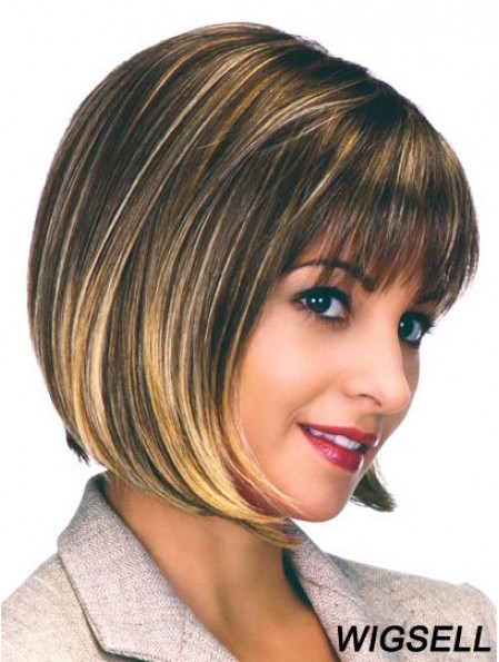 Capless Chin Length Straight Brown Flexibility Bob Wigs