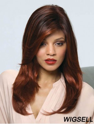 Long Auburn Straight With Bangs Modern African American Wigs