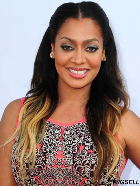 Long Ombre/2 Tone Wavy Without Bangs Stylish African American Wigs