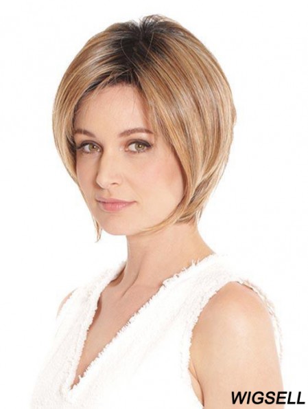 Lace Front Bob Wig Blonde Straight Synthetic Wig UK 8 Inch