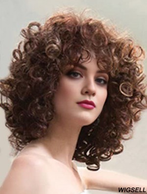 Curly Wig Mono Cap Cheap Synthetic Wig For Ladies Shoulder Length