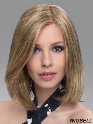 Blonde Soft Straight Shoulder Length Synthetic Bob Wigs