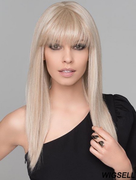 Synthetic No-fuss Long Blonde Straight Monofilament Wigs