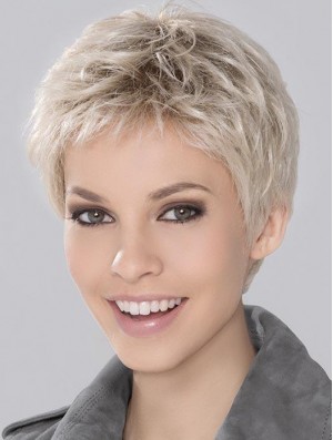 Fast Ship Platinum Blonde Boycuts Wigs UK For Ladies