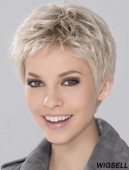 Fast Ship Platinum Blonde Boycuts Wigs UK For Ladies