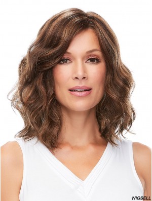 Monofilament Brown 14 inch Shoulder Length Layered Heat Safe Wigs