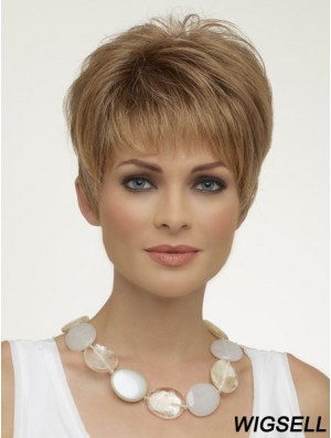 Natural Synthetic Wigs Boycuts Cropped Length Blonde Color