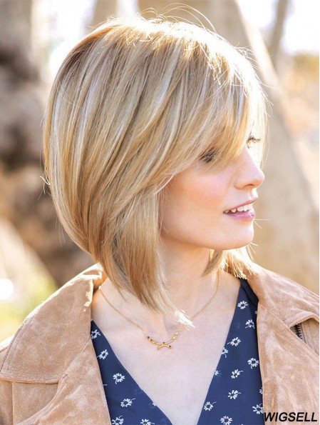 12 inch Chin Length Blonde Straight Affordable Bob Wigs